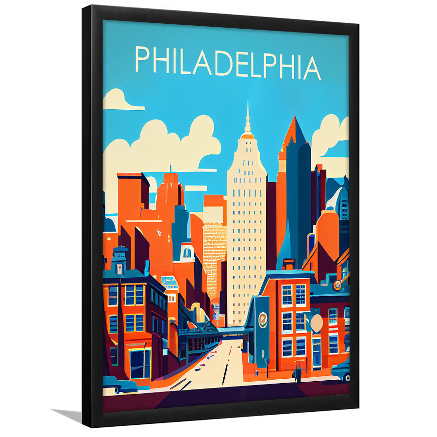 Philadelphia Retro Art Print, Philadelphia City Wall Art, Framed Art Print, Picture Framed, Painting Art