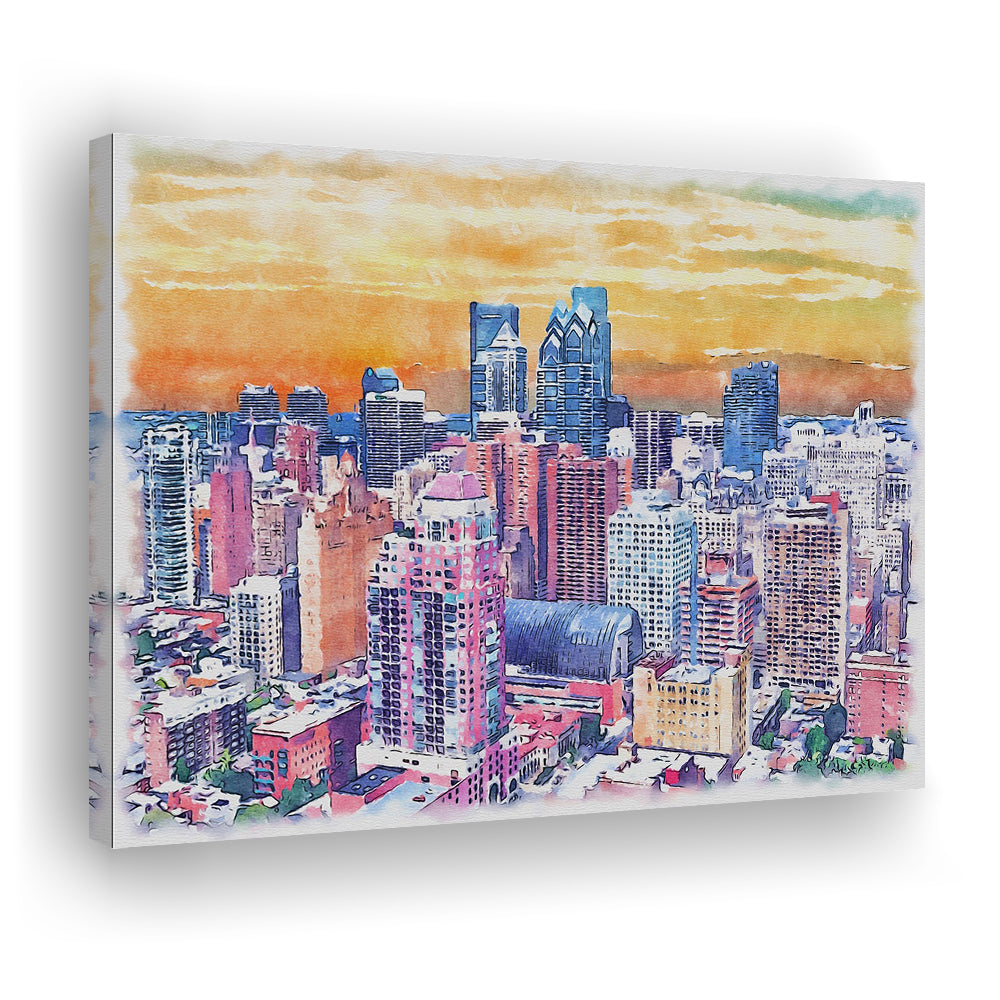 Philadelphia Watercolor, Philadelphia Pennsylvania, Sport Art, Gifts for him, Canvas Print Wall Art