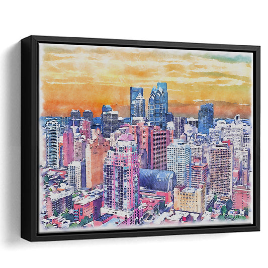 Philadelphia Watercolor, Philadelphia Pennsylvania, Sport Gift Art, Framed Canvas Print Wall Art