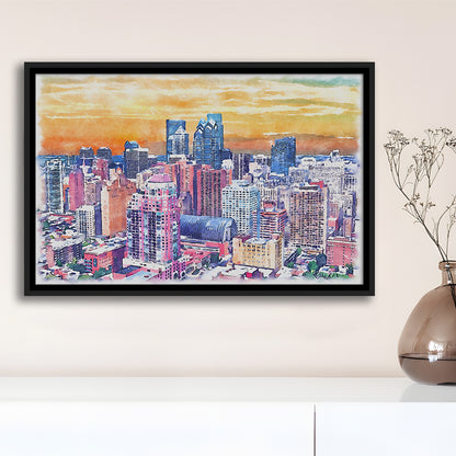 Philadelphia Watercolor, Philadelphia Pennsylvania, Sport Gift Art, Framed Canvas Print Wall Art