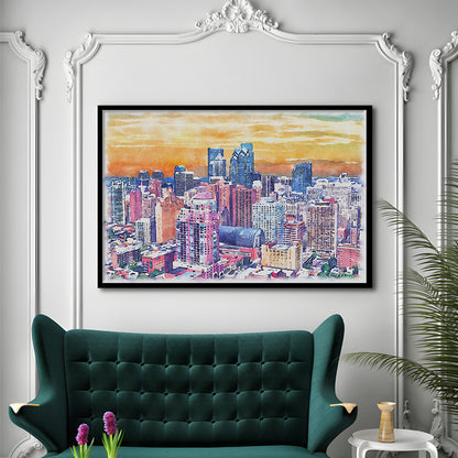 Philadelphia Watercolor, Philadelphia Pennsylvania, Sport Gift Art, Framed Art Print Wall Decor