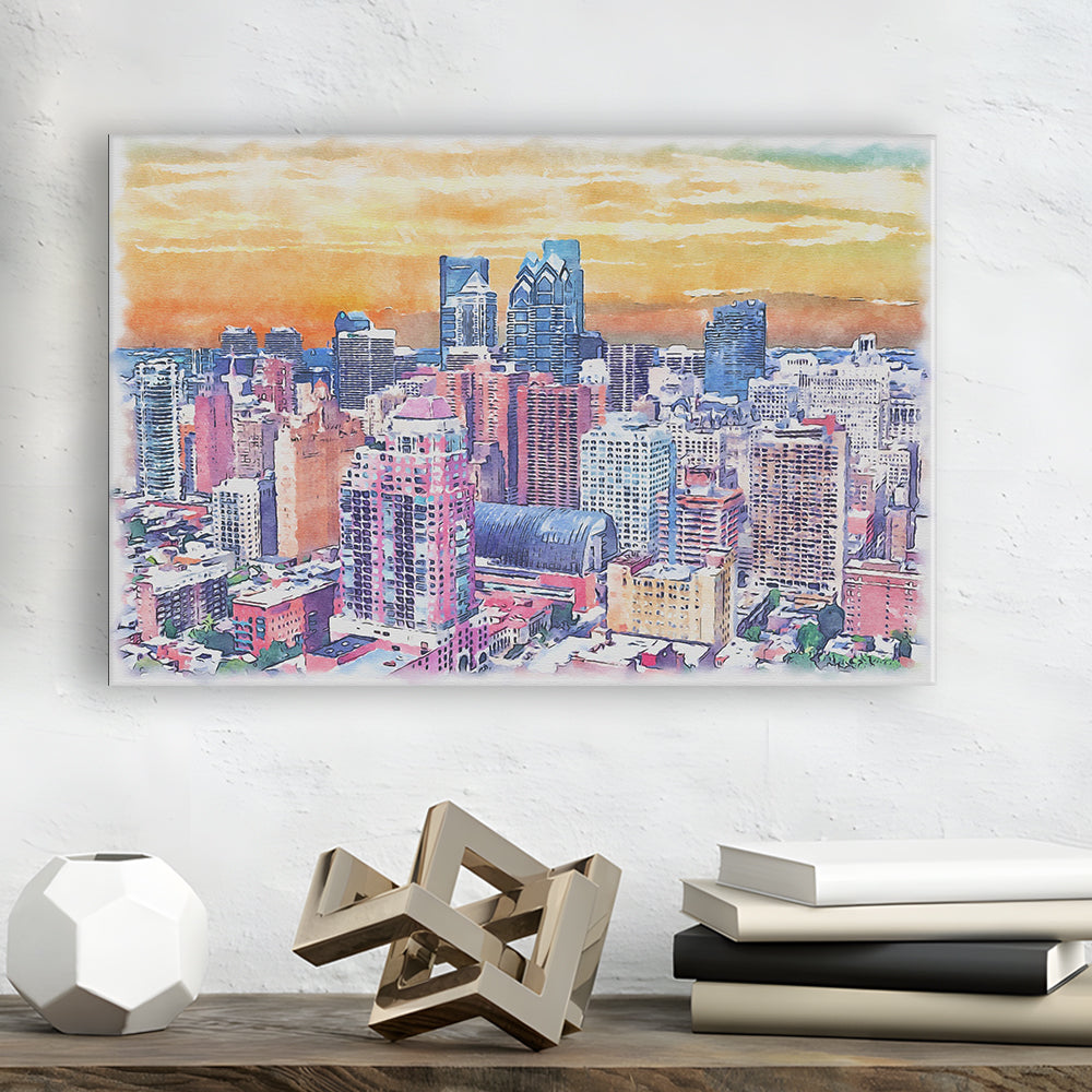 Philadelphia Watercolor, Philadelphia Pennsylvania, Sport Art, Gifts for him, Canvas Print Wall Art