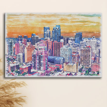 Philadelphia Watercolor, Philadelphia Pennsylvania, Sport Art, Gifts for him, Canvas Print Wall Art