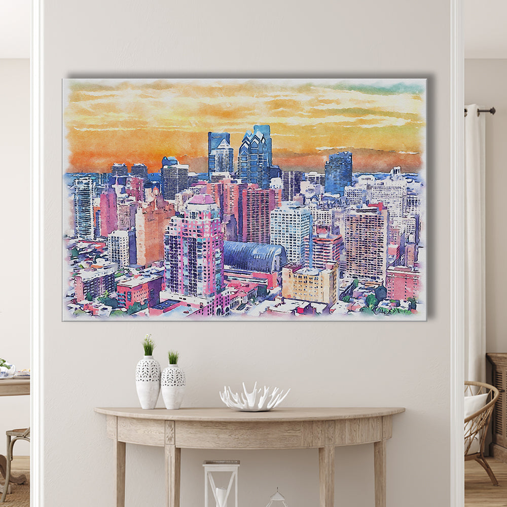 Philadelphia Watercolor, Philadelphia Pennsylvania, Sport Art, Gifts for him, Canvas Print Wall Art