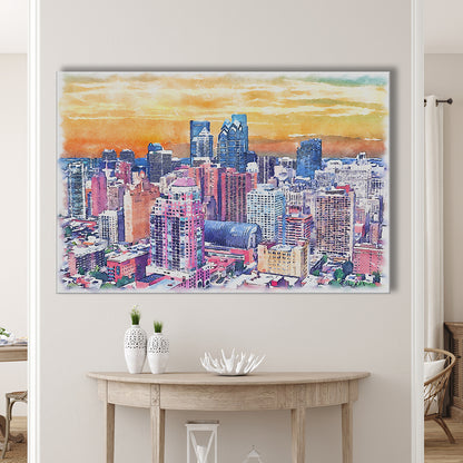 Philadelphia Watercolor, Philadelphia Pennsylvania, Sport Art, Gifts for him, Canvas Print Wall Art