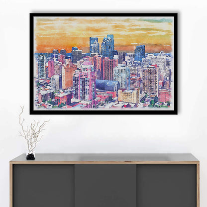 Philadelphia Watercolor, Philadelphia Pennsylvania, Sport Gift Art, Framed Art Print Wall Decor