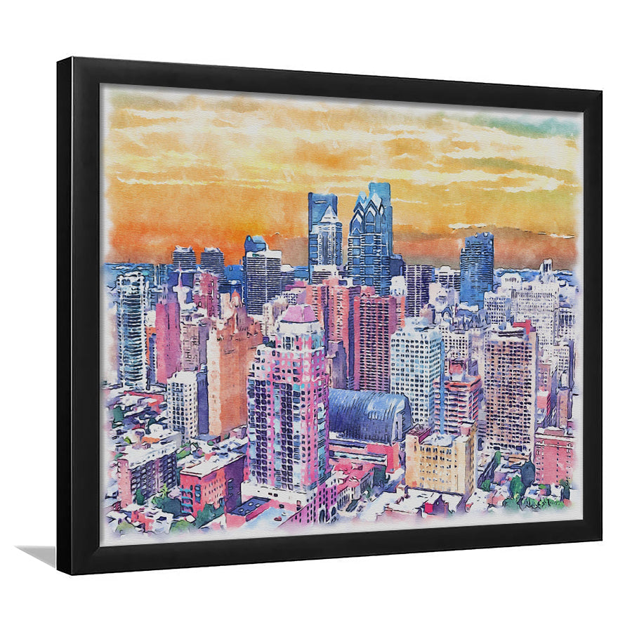 Philadelphia Watercolor, Philadelphia Pennsylvania, Sport Gift Art, Framed Art Print Wall Decor