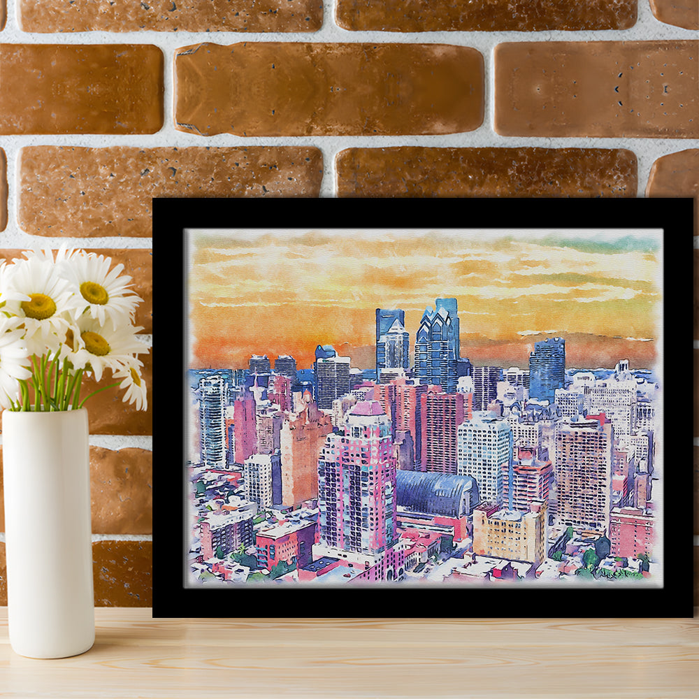Philadelphia Watercolor, Philadelphia Pennsylvania, Sport Gift Art, Framed Art Print Wall Decor