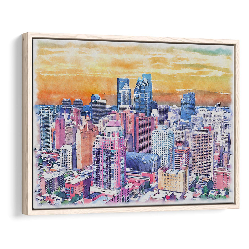 Philadelphia Watercolor, Philadelphia Pennsylvania, Sport Gift Art, Framed Canvas Print Wall Art