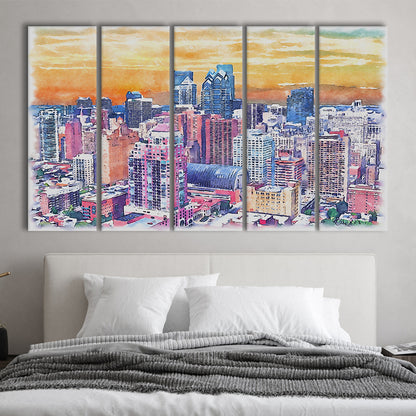 Philadelphia Watercolor, Philadelphia Pennsylvania, Sport Art, Extra Large Canvas Print Wall Art