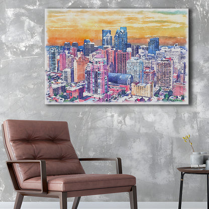 Philadelphia Watercolor, Philadelphia Pennsylvania, Sport Art, Gifts for him, Canvas Print Wall Art
