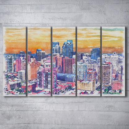 Philadelphia Watercolor, Philadelphia Pennsylvania, Sport Art, Extra Large Canvas Print Wall Art