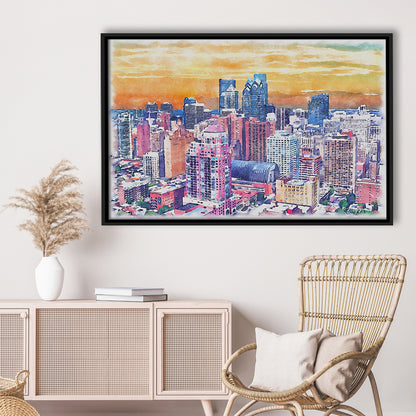 Philadelphia Watercolor, Philadelphia Pennsylvania, Sport Gift Art, Framed Canvas Print Wall Art