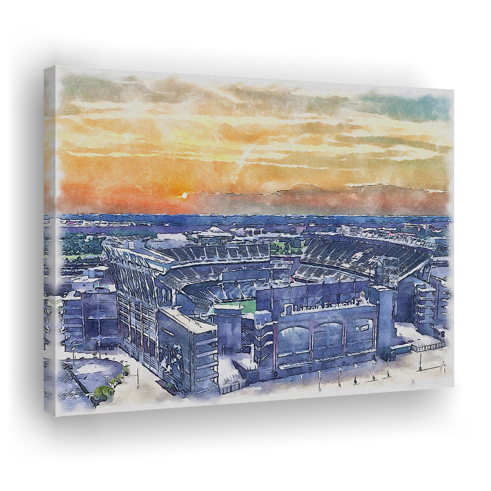 Phili Eagles Stadium, Lincoln Financial Field Watercolor, Sport Art, Gifts for him, Canvas Print Wall Art