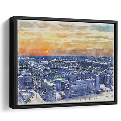 Phili Eagles Stadium, Lincoln Financial Field Watercolor, Sport Gift Art, Framed Canvas Print Wall Art