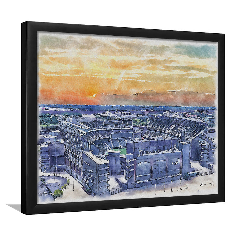 Phili Eagles Stadium, Lincoln Financial Field Watercolor, Sport Gift Art, Framed Art Print Wall Decor