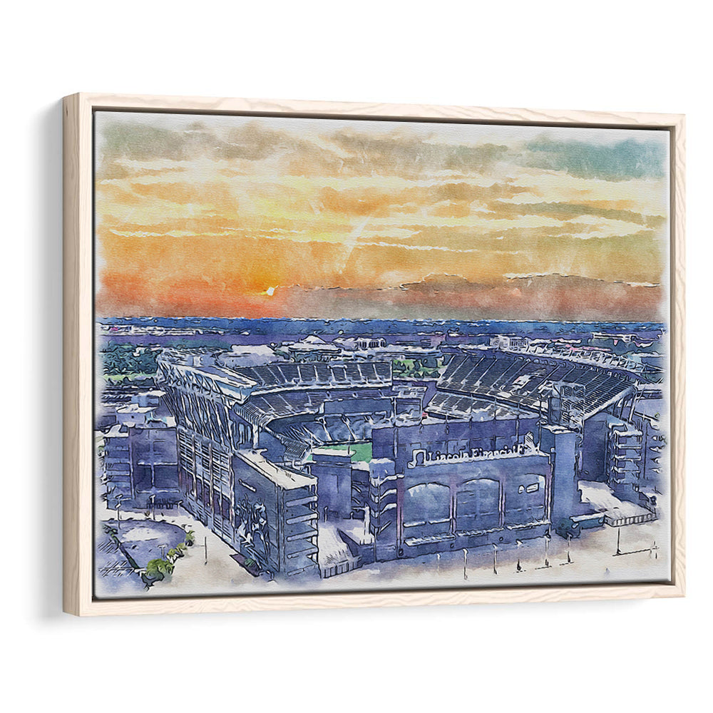 Phili Eagles Stadium, Lincoln Financial Field Watercolor, Sport Gift Art, Framed Canvas Print Wall Art