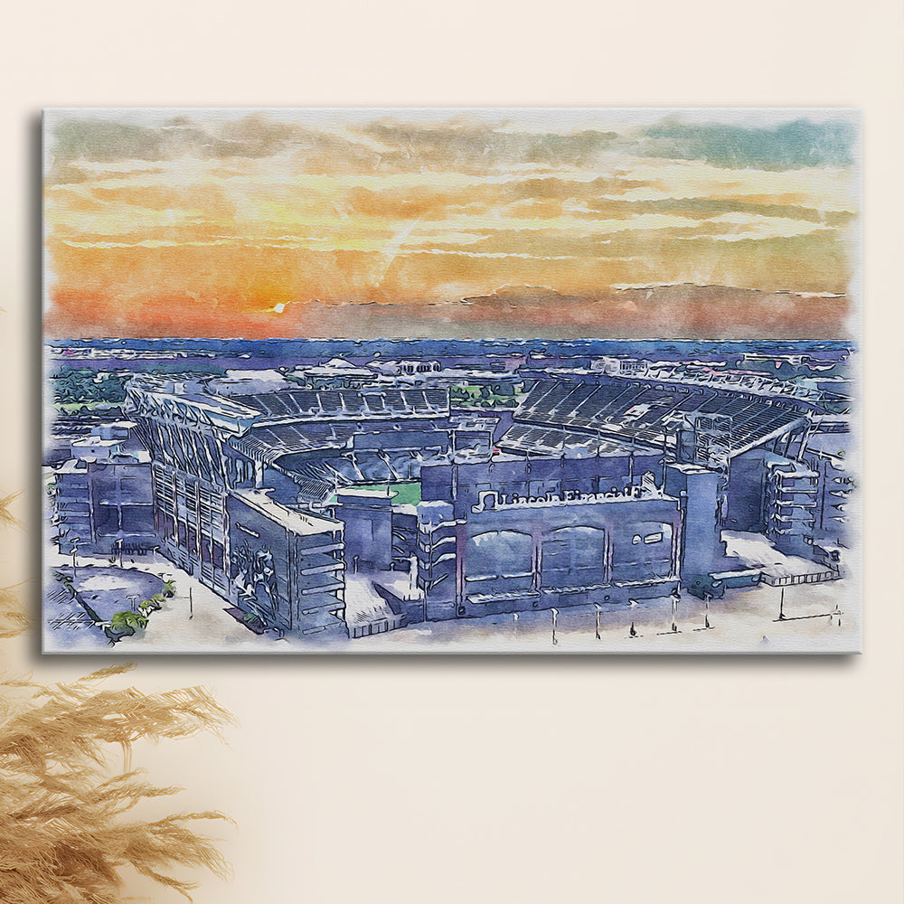 Phili Eagles Stadium, Lincoln Financial Field Watercolor, Sport Art, Gifts for him, Canvas Print Wall Art