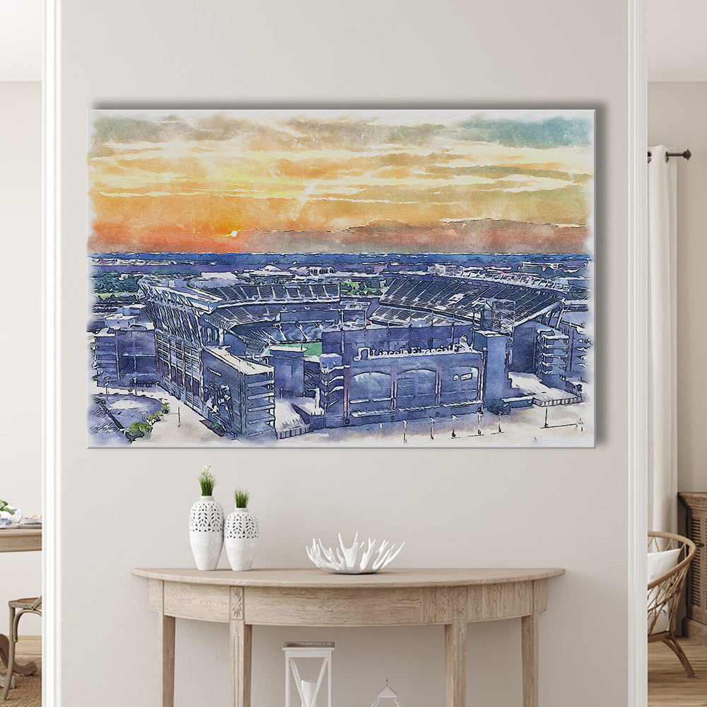Phili Eagles Stadium, Lincoln Financial Field Watercolor, Sport Art, Gifts for him, Canvas Print Wall Art