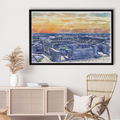 Phili Eagles Stadium, Lincoln Financial Field Watercolor, Sport Gift Art, Framed Canvas Print Wall Art