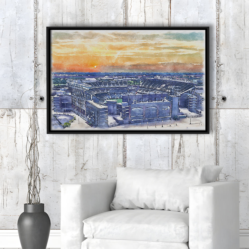 Phili Eagles Stadium, Lincoln Financial Field Watercolor, Sport Gift Art, Framed Canvas Print Wall Art