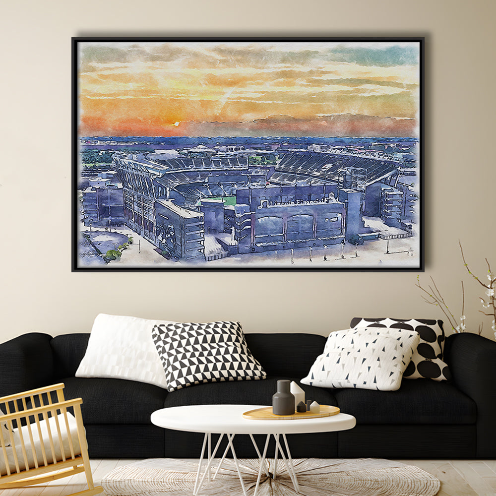 Phili Eagles Stadium, Lincoln Financial Field Watercolor, Sport Gift Art, Framed Canvas Print Wall Art