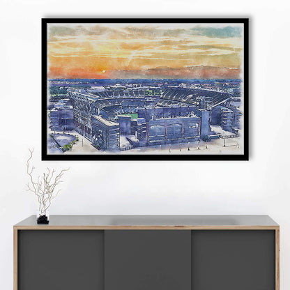 Phili Eagles Stadium, Lincoln Financial Field Watercolor, Sport Gift Art, Framed Art Print Wall Decor
