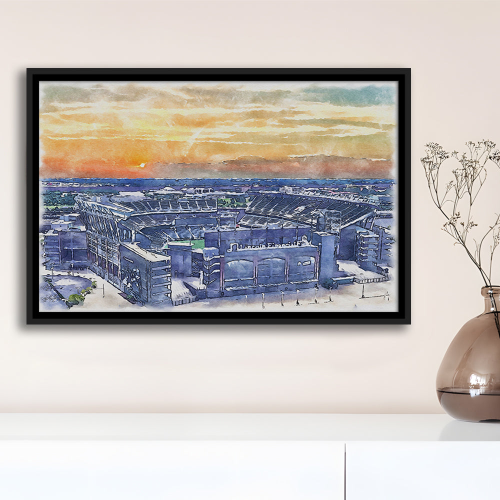 Phili Eagles Stadium, Lincoln Financial Field Watercolor, Sport Gift Art, Framed Canvas Print Wall Art