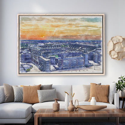 Phili Eagles Stadium, Lincoln Financial Field Watercolor, Sport Gift Art, Framed Canvas Print Wall Art