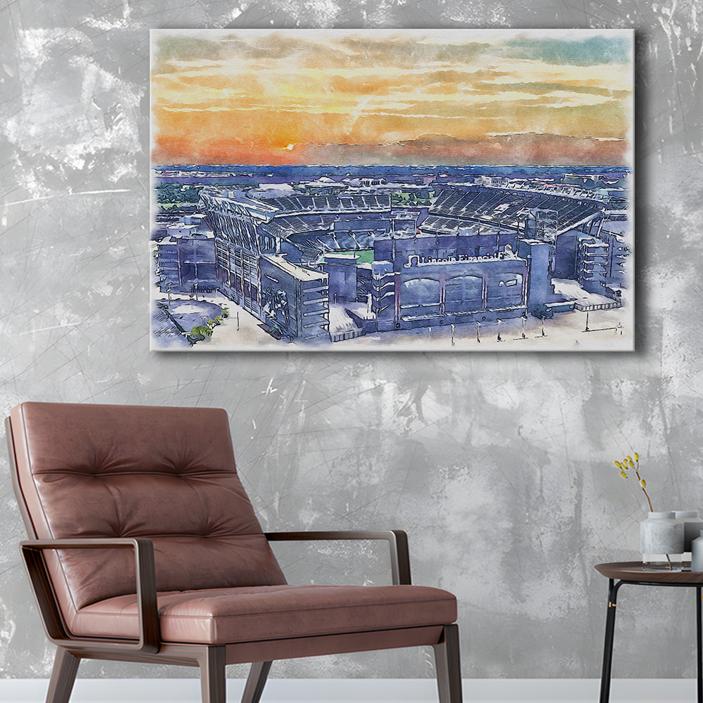 Phili Eagles Stadium, Lincoln Financial Field Watercolor, Sport Art, Gifts for him, Canvas Print Wall Art