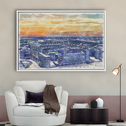 Phili Eagles Stadium, Lincoln Financial Field Watercolor, Sport Gift Art, Framed Canvas Print Wall Art