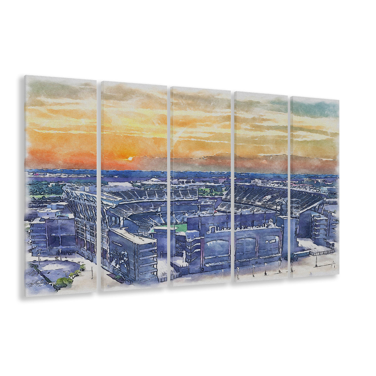 Phili Eagles Stadium, Lincoln Financial Field Watercolor, Sport Art, Extra Large Canvas Print Wall Art