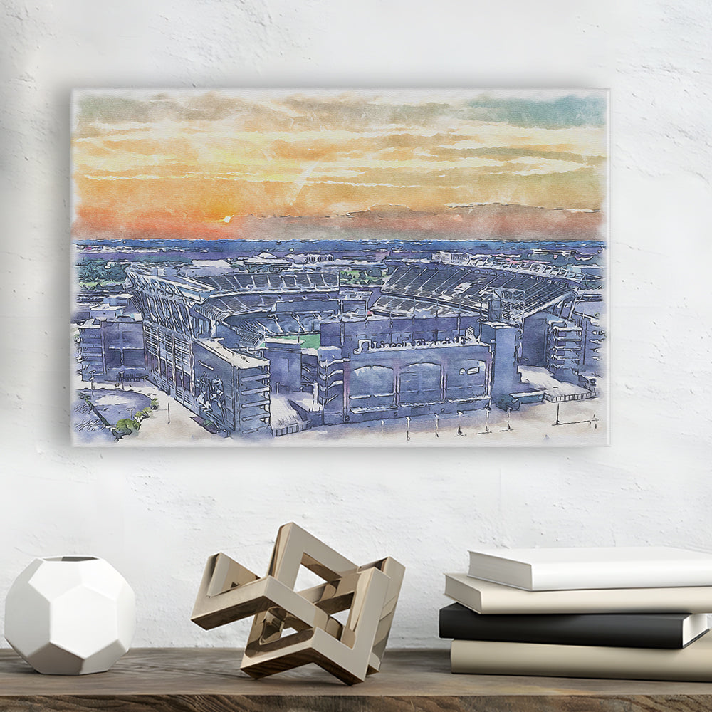 Phili Eagles Stadium, Lincoln Financial Field Watercolor, Sport Art, Gifts for him, Canvas Print Wall Art