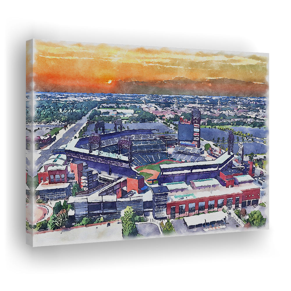 Phillies Painting Stadium Watercolor, Citizens Bank Stadium, Sport Art, Gifts for him, Canvas Print Wall Art