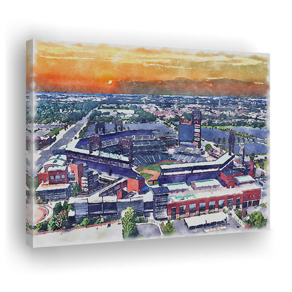 Phillies Painting Stadium Watercolor, Citizens Bank Stadium, Sport Art, Gifts for him, Canvas Print Wall Art
