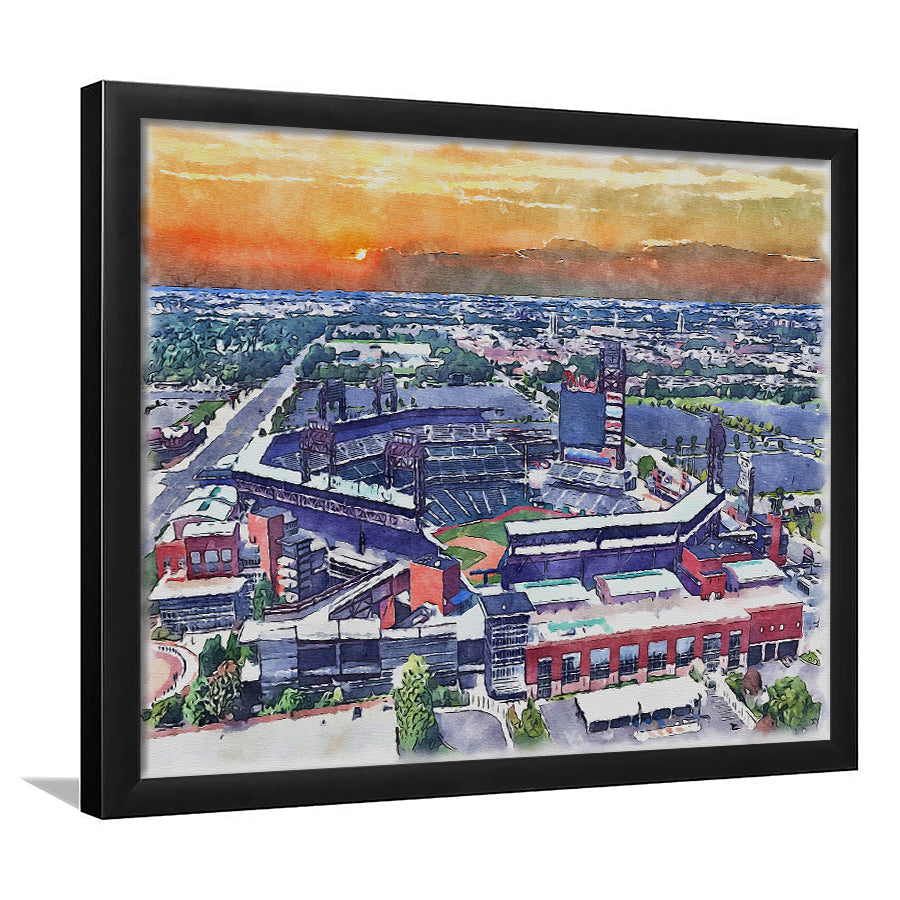 Phillies Painting Stadium Watercolor, Citizens Bank Stadium, Sport Gift Art, Framed Art Print Wall Decor