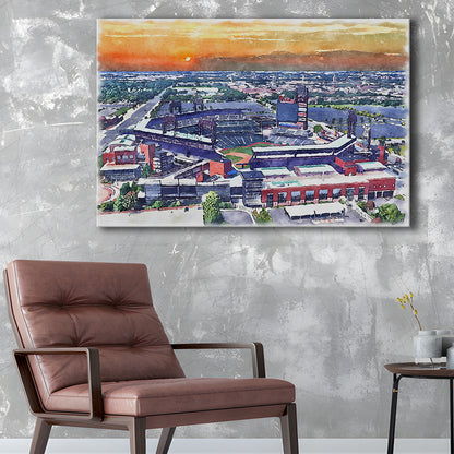 Phillies Painting Stadium Watercolor, Citizens Bank Stadium, Sport Art, Gifts for him, Canvas Print Wall Art