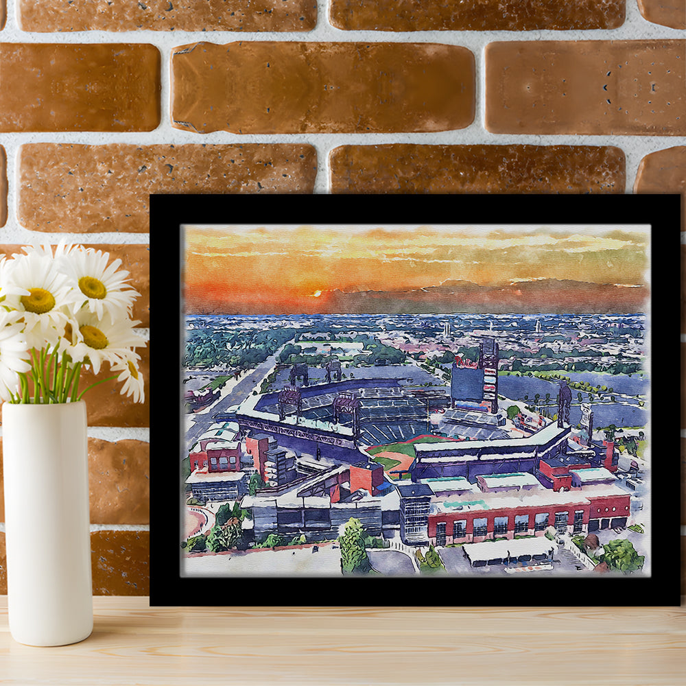 Phillies Painting Stadium Watercolor, Citizens Bank Stadium, Sport Gift Art, Framed Art Print Wall Decor