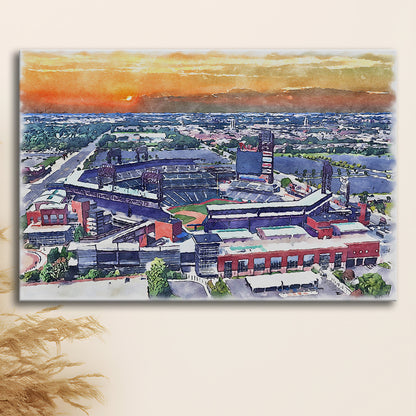 Phillies Painting Stadium Watercolor, Citizens Bank Stadium, Sport Art, Gifts for him, Canvas Print Wall Art
