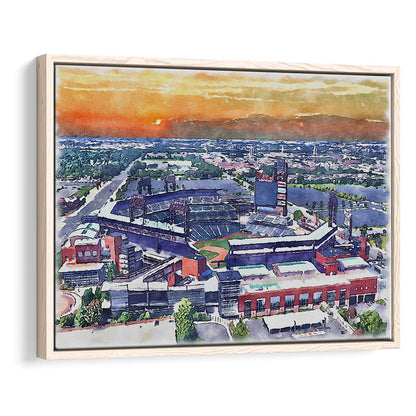 Phillies Painting Stadium Watercolor, Citizens Bank Stadium, Sport Gift Art, Framed Canvas Print Wall Art