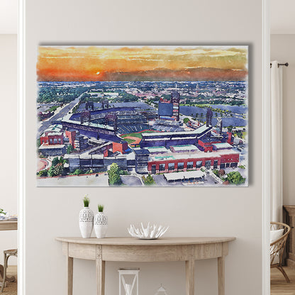 Phillies Painting Stadium Watercolor, Citizens Bank Stadium, Sport Art, Gifts for him, Canvas Print Wall Art