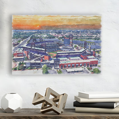 Phillies Painting Stadium Watercolor, Citizens Bank Stadium, Sport Art, Gifts for him, Canvas Print Wall Art