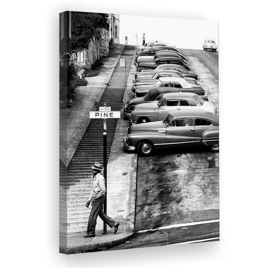 Pine Street Canvas Print Wall Art, Black and White, Vintage Canvas Print Wall Art, Old Photography, Retro Wall Decor