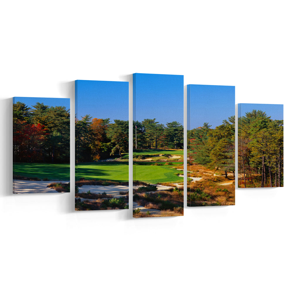 Pine Valley Golf Club Hole 18 Pine Valley Golf Courses, New Jersey, 5 Pieces Mixed Canvas Print Wall Art