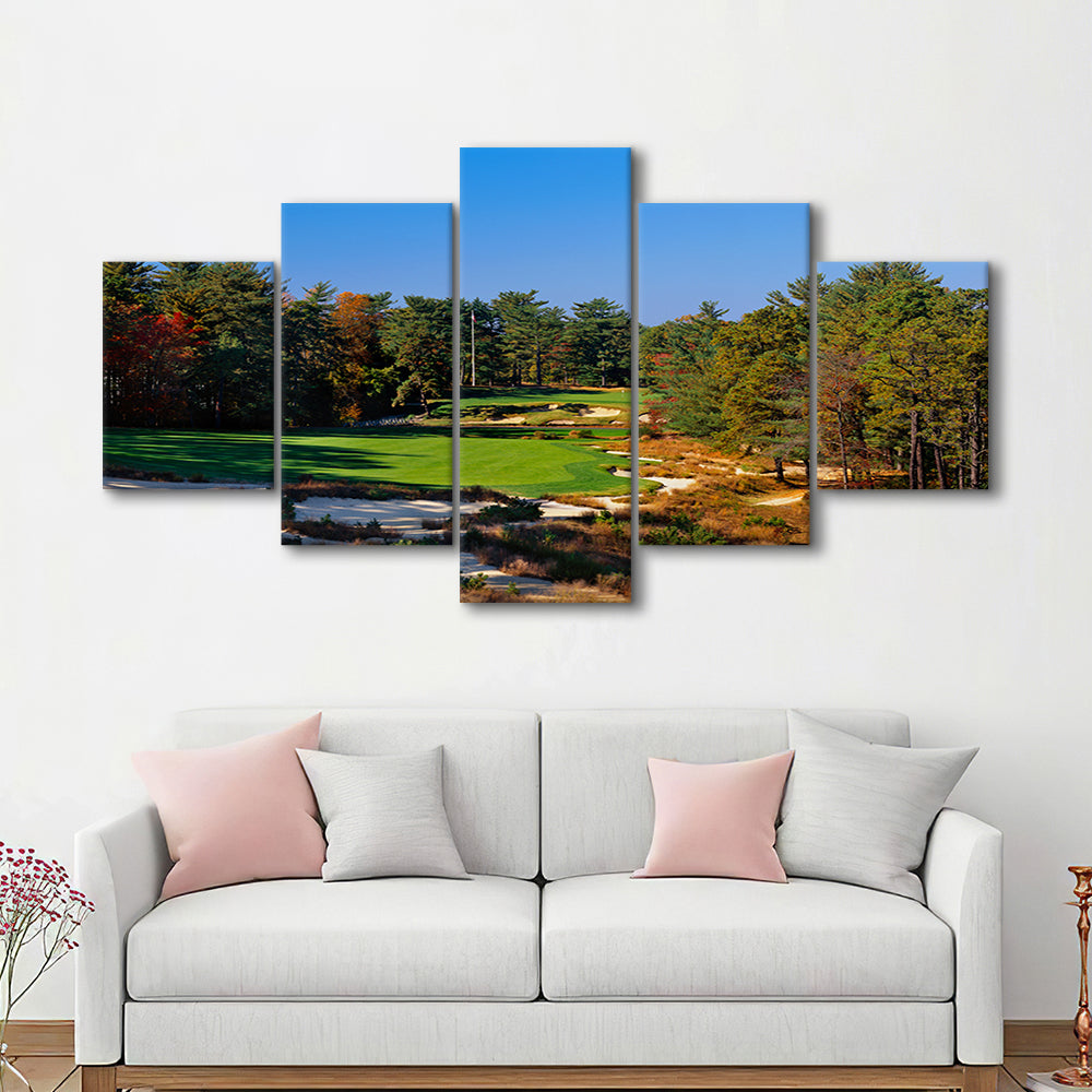Pine Valley Golf Club Hole 18 Pine Valley Golf Courses, New Jersey, 5 Pieces Mixed Canvas Print Wall Art