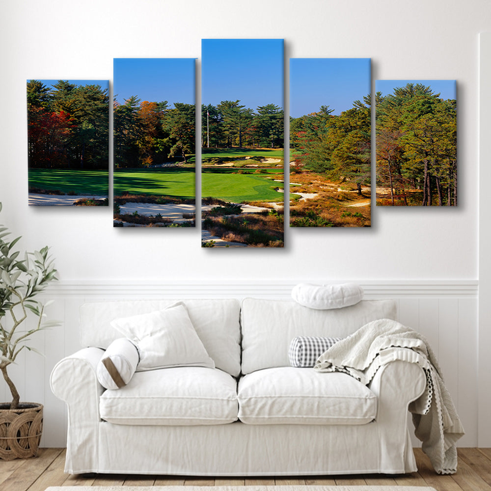 Pine Valley Golf Club Hole 18 Pine Valley Golf Courses, New Jersey, 5 Pieces Mixed Canvas Print Wall Art