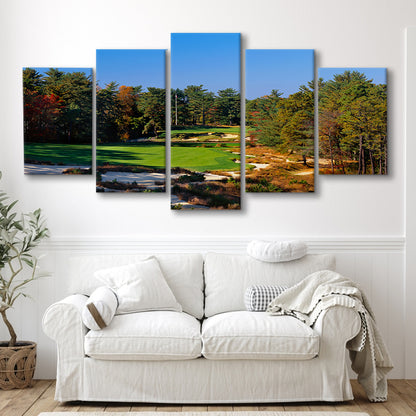 Pine Valley Golf Club Hole 18 Pine Valley Golf Courses, New Jersey, 5 Pieces Mixed Canvas Print Wall Art
