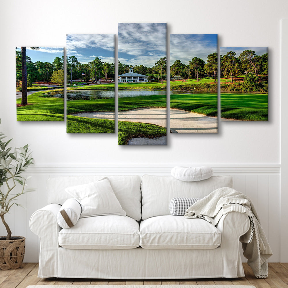 Pinehurst Course Number 2 Golf Courses, Golf Art Print, 5 Pieces Mixed Canvas Print Wall Art