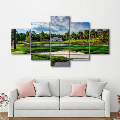 Pinehurst Course Number 2 Golf Courses, Golf Art Print, 5 Pieces Mixed Canvas Print Wall Art