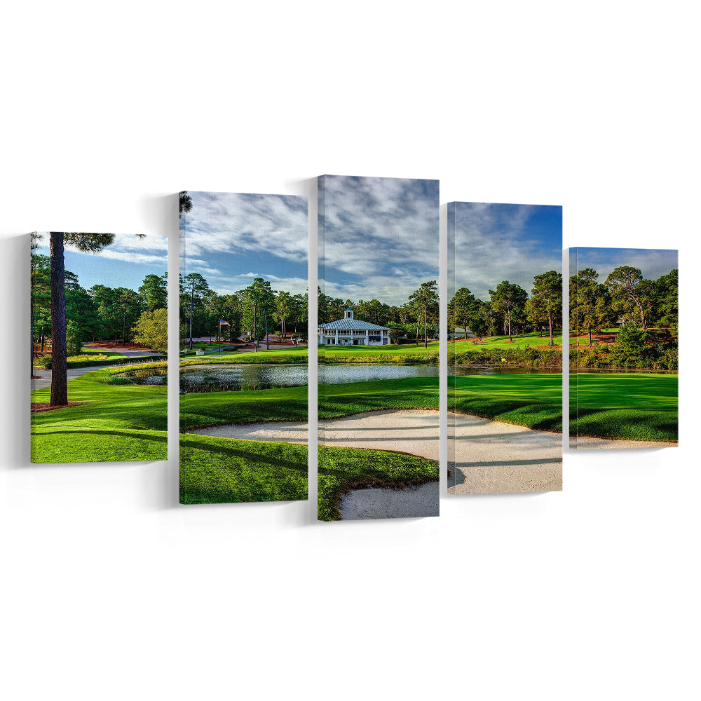 Pinehurst Course Number 2 Golf Courses, Golf Art Print, 5 Pieces Mixed Canvas Print Wall Art